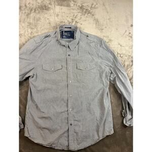American Eagle Shirt Mens Large Button Up‎ Black white check Long Sleeve